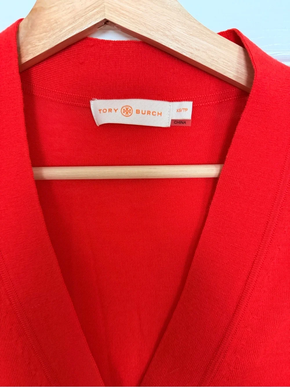 Tory Burch Red V-Neck Button Cardigan Sweater, XS/TP